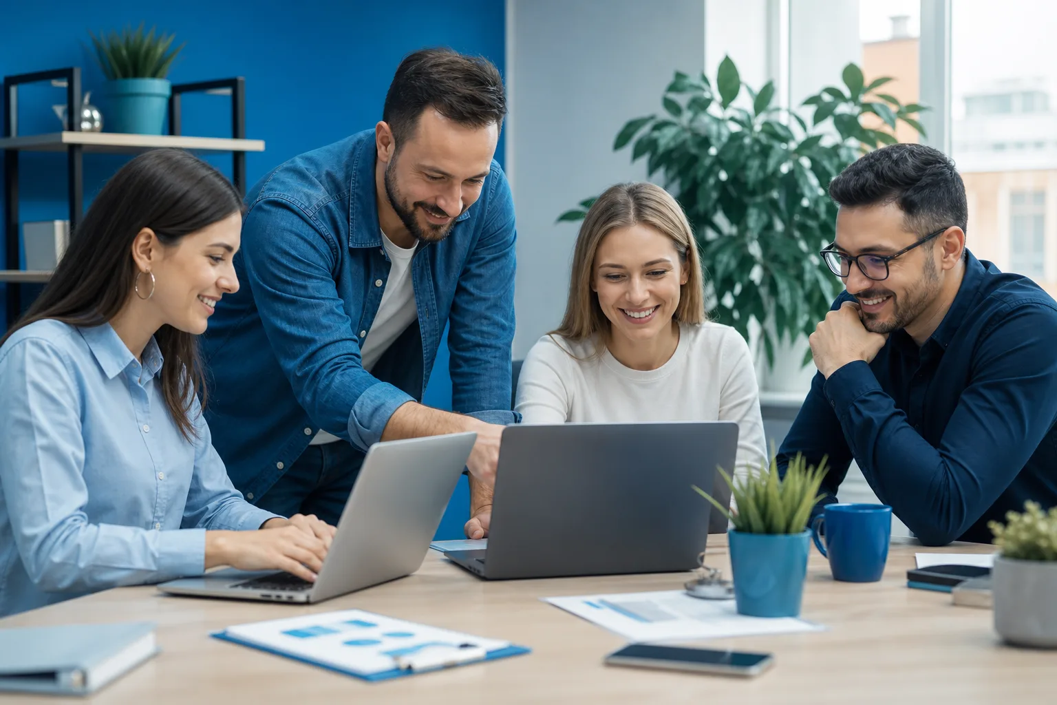 Small business team celebrating Facebook Page milestone followers